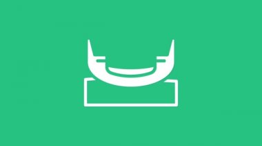 Beyaz Tekne salıncak simgesi yeşil arkaplanda izole edildi. Çocuklar için eğlence parkı. Çekici binici gemisi, sallanan tekne. Eğlence parkı. 4K Video hareketli grafik canlandırması