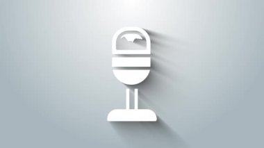 Beyaz Çöp Kutusu simgesi gri arkaplanda izole edildi. Çöp kutusu tabelası. Sepet simgesini geri dönüştür. Ofis çöpü ikonu. 4K Video hareketli grafik canlandırması