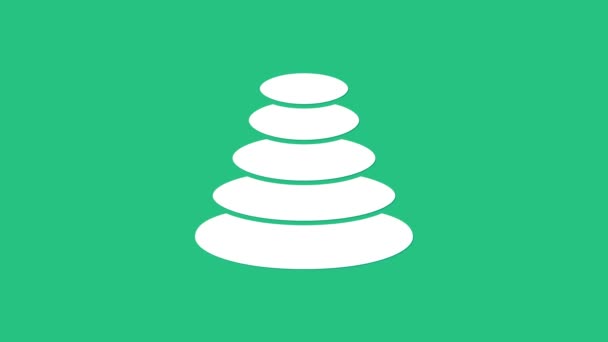 White Stack heiße Steine Symbol isoliert auf grünem Hintergrund. Spa Salon Zubehör. 4K Video Motion Grafik Animation — Stockvideo