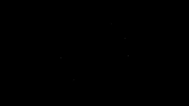 Línea blanca Icono de pelota Fitness aislado sobre fondo negro. Una pelota de gimnasia. Animación gráfica de vídeo 4K — Vídeo de stock