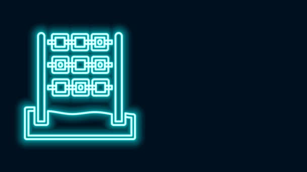 Leuchtende Neon Line Tic Tac Toe Spiel Symbol isoliert auf schwarzem Hintergrund. 4K Video Motion Grafik Animation — Stockvideo