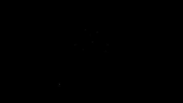 Λευκή γραμμή εικονίδιο τροχού λούνα παρκ απομονωμένη σε μαύρο φόντο. Ψυχαγωγικό πάρκο. Παιδική χαρά, πάρκο αναψυχής. 4K Γραφική κίνηση κίνησης βίντεο — Αρχείο Βίντεο