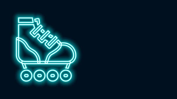 Glowing neon line Roller skate icon isolated on black background. 4K Video motion graphic animation — Stock Video