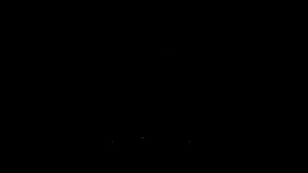 Linha branca Ícone do navio foguete isolado no fundo preto. Viagem espacial. Animação gráfica em movimento de vídeo 4K — Vídeo de Stock