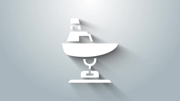 White Swing boat on the playground icon isolated on grey background. Childrens carousel with boat. Amusement icon. 4K Video motion graphic animation — Vídeo de Stock