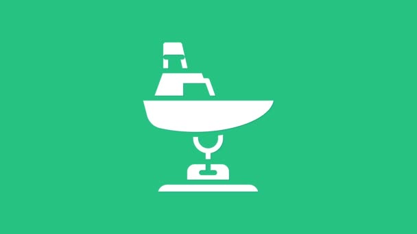 White Swing boat on the playground icon isolated on green background. Childrens carousel with boat. Amusement icon. 4K Video motion graphic animation — Video Stock