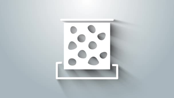グレーの背景に隔離されたホワイトクライミングウォールアイコン。4Kビデオモーショングラフィックアニメーション — ストック動画
