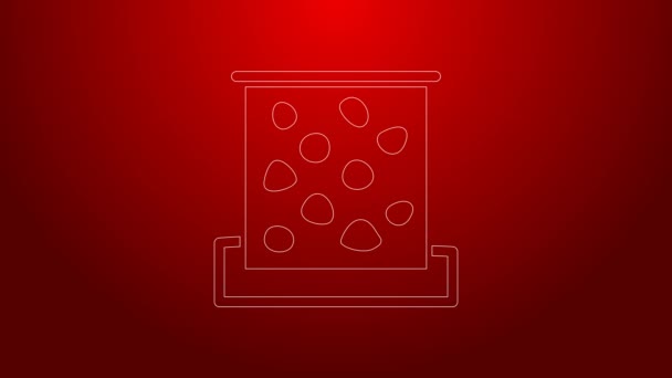 Green line Climbing wall icon isolated on red background. 4K Video motion graphic animation — Stock Video