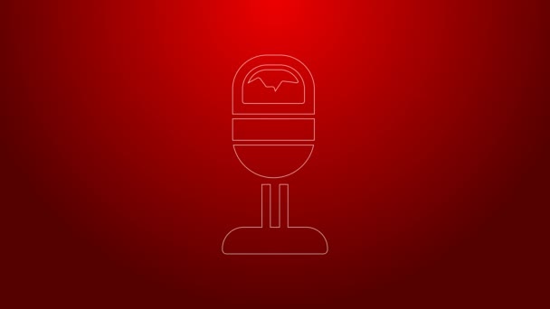 Green line Trash can icon isolated on red background. Garbage bin sign. Recycle basket icon. Office trash icon. 4K Video motion graphic animation — Stock Video