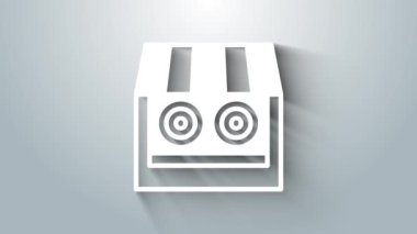 Gri arkaplanda beyaz atış galerisi simgesi izole edildi. Atış poligonu. 4K Video hareketli grafik canlandırması