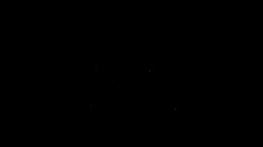 Beyaz çizgi çarpışan araba simgesi siyah arkaplanda izole edildi. Eğlence parkı. Çocuklar için eğlence parkı, eğlence parkı. 4K Video hareketli grafik canlandırması