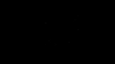 Beyaz çizgi oyuncak tren ikonu siyah arkaplanda izole edildi. 4K Video hareketli grafik canlandırması