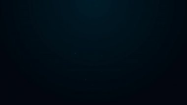 Masa tenisi ikonunu çalmak için parlayan neon hattı raketi siyah arkaplanda izole edildi. 4K Video hareketli grafik canlandırması