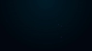 Parlayan neon hattı siyah arka planda izole edilmiş trambolin ikonu. 4K Video hareketli grafik canlandırması