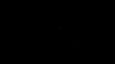 Siyah arka planda beyaz çizgi basketbol ikonu izole edildi. 4K Video hareketli grafik canlandırması