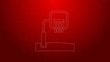 Kırmızı arka planda yeşil çizgi basketbol ikonu izole edildi. 4K Video hareketli grafik canlandırması