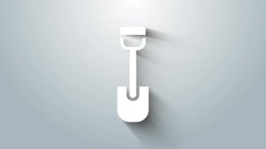 Beyaz Kürek oyuncak simgesi gri arkaplanda izole edildi. 4K Video hareketli grafik canlandırması