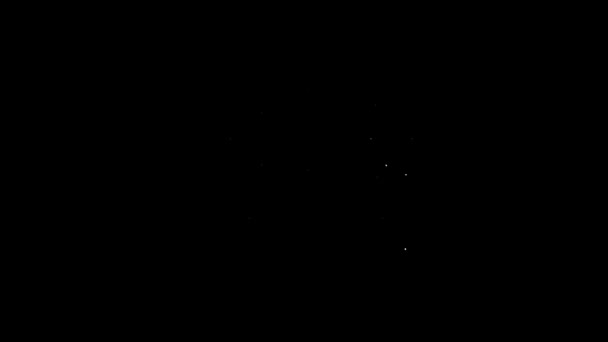 Белая линия Прыжки батута значок изолирован на черном фоне. Видеографическая анимация 4K — стоковое видео