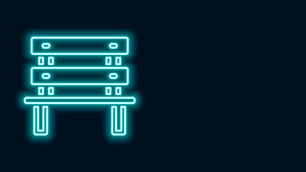 Icona luminosa della linea neon Bench isolata su sfondo nero. Animazione grafica 4K Video motion — Video Stock