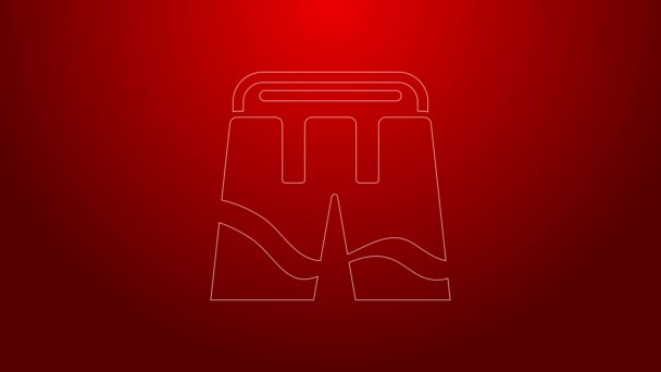 Green line Short or pants icon isolated on red background. 4K Video motion graphic animation — Stock Video