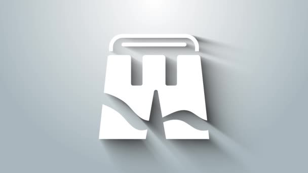 Bílá ikona Krátké nebo kalhoty izolované na šedém pozadí. Grafická animace pohybu videa 4K — Stock video