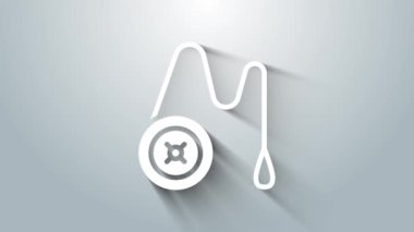 Beyaz Yoyo oyuncak simgesi gri arkaplanda izole edildi. 4K Video hareketli grafik canlandırması