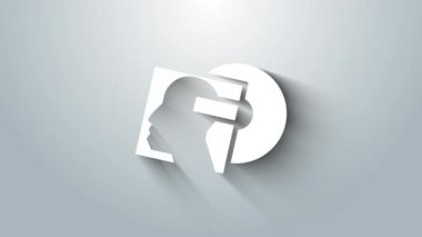 Beyaz Vinil disk simgesi gri arkaplanda izole edildi. 4K Video hareketli grafik canlandırması