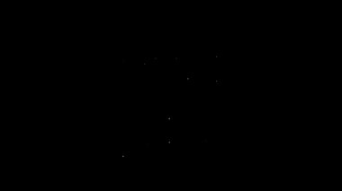 Beyaz çizgi sigara kutusu simgesi siyah arkaplanda izole edildi. Sigara paketleri. 4K Video hareketli grafik canlandırması