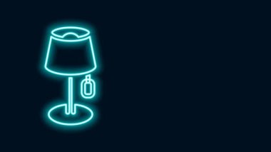 Parlayan neon hattı yer lambası simgesi siyah arkaplanda izole edildi. 4K Video hareketli grafik canlandırması