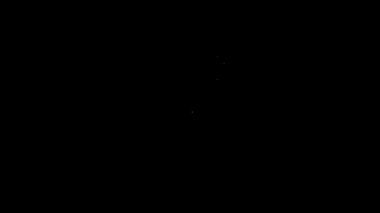 Beyaz çizgi lolipop simgesi siyah arkaplanda izole edildi. Yemek, lezzetli bir sembol. 4K Video hareketli grafik canlandırması