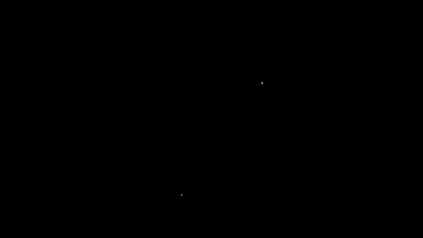 Bílá čára Kazeťák ikona izolované na černém pozadí. Klasický magnetofon. Grafická animace pohybu videa 4K — Stock video