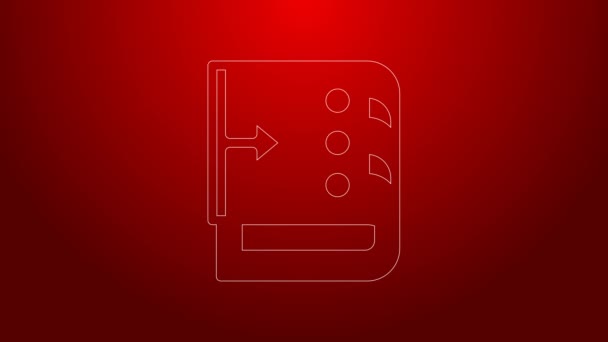 Green line Sound mixer controller icon isolated on red background. Dj equipment slider buttons. Mixing console. 4K Video motion graphic animation — Vídeo de Stock