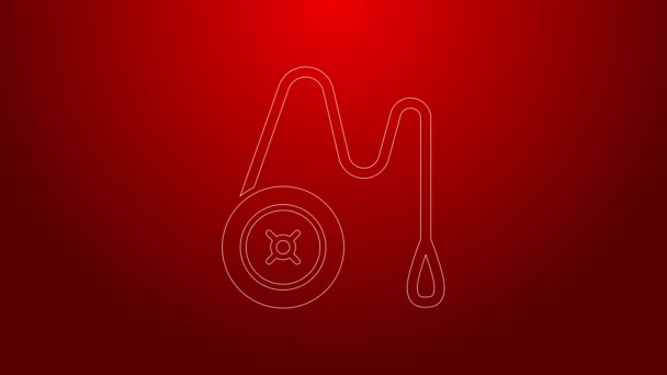 Green line Yoyo toy icon isolated on red background. 4K Video motion graphic animation — Stock Video