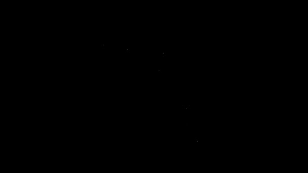Белая линия Перо Фонтана значок перо изолированы на черном фоне. Знак инструмента ручки. Видеографическая анимация 4K — стоковое видео