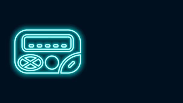 Leuchtendes Neon Line Pager Symbol isoliert auf schwarzem Hintergrund. Elektronik-Bote der 1990er Jahre. 4K Video Motion Grafik Animation — Stockvideo