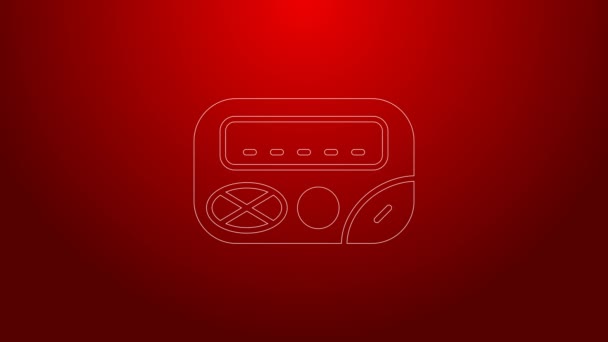 Green line Pager icon isolated on red background. Vintage 1990s electronics messenger. 4K Video motion graphic animation — Video Stock