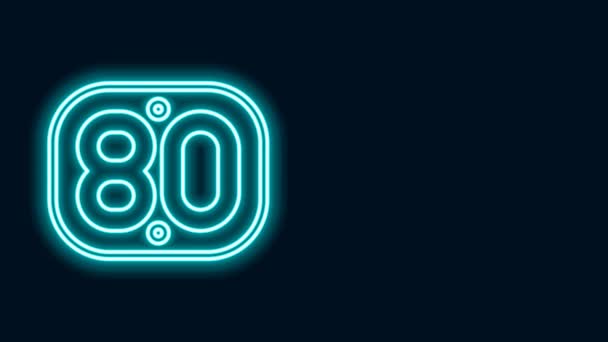 Glowing neon line 80s Retro icon isolated on black background. Eighties poster. 4K Video motion graphic animation — Video Stock