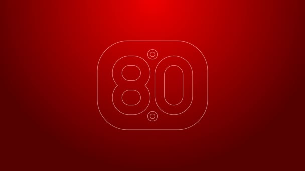 Línea verde 80s Icono retro aislado sobre fondo rojo. Cartel de los ochenta. Animación gráfica de vídeo 4K — Vídeos de Stock