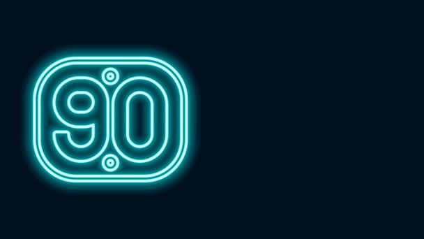 Glowing neon line 90s Retro icon isolated on black background. Nineties poster. 4K Video motion graphic animation — Video Stock