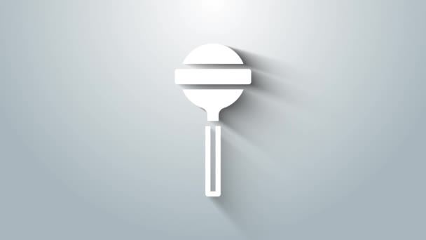 White Lollipop icon isolated on grey background. Food, delicious symbol. 4K Video motion graphic animation — Stock Video