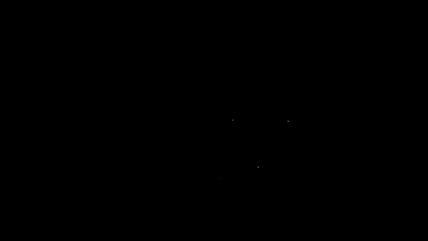Línea blanca Icono del reproductor de CD de música aislado sobre fondo negro. Dispositivo de música portátil. Animación gráfica de vídeo 4K — Vídeo de stock