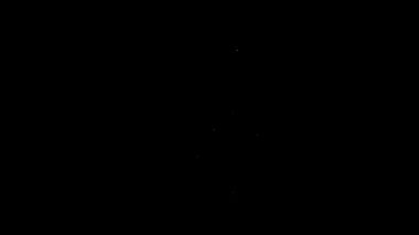 Beyaz çizgi mikrofon simgesi siyah arkaplanda izole edildi. Radyodaki mikrofondan. Sözcü işareti. 4K Video hareketli grafik canlandırması