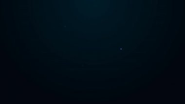 Siyah arka planda izole edilmiş anten simgesi olan parlak neon hattı Radyo. 4K Video hareketli grafik canlandırması