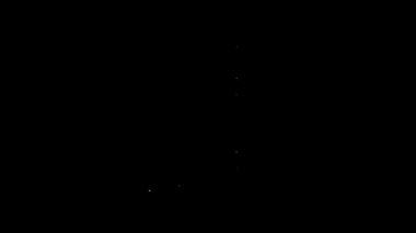 Siyah arkaplanda beyaz çizgi Play Video simgesi izole edildi. Film şeridi tabelası. 4K Video hareketli grafik canlandırması
