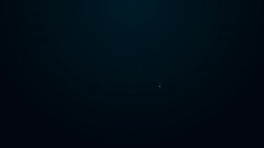 Parlayan neon hattı Retro ses kaset simgesi siyah arkaplanda izole edildi. 4K Video hareketli grafik canlandırması