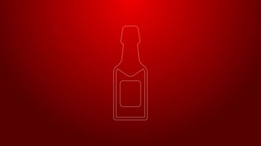 Kırmızı arka planda yeşil çizgi şampanya şişesi ikonu var. 4K Video hareketli grafik canlandırması
