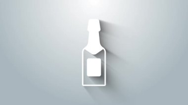 Gri arkaplanda beyaz şampanya şişesi ikonu var. 4K Video hareketli grafik canlandırması