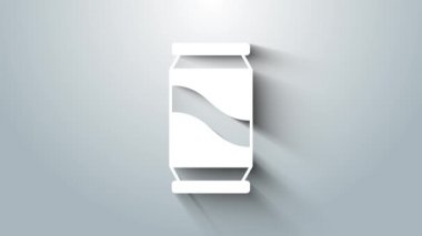 Beyaz bira ikonu gri arkaplanda izole edilebilir. 4K Video hareketli grafik canlandırması