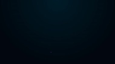 Parlayan neon hattı siyah arka planda izole edilmiş kokteyl ve alkol ikonu. 4K Video hareketli grafik canlandırması