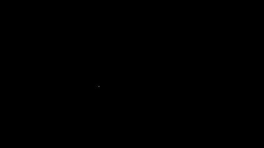 Beyaz çizgi hindistan cevizi suyu egzotik taze kokteyl ve siyah arka planda izole şemsiye ikonu. 4K Video hareketli grafik canlandırması